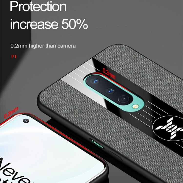 For OnePlus 8 XINLI Stitching Cloth Texture Shockproof TPU Phone Case(Brown)