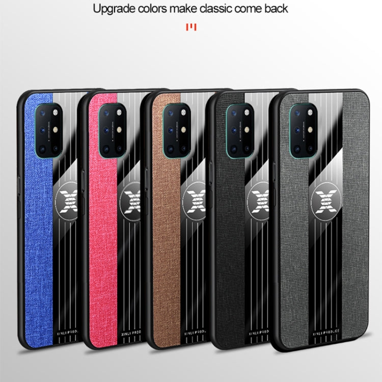 For OnePlus 8T XINLI Stitching Cloth Texture Shockproof TPU Phone Case(Blue)