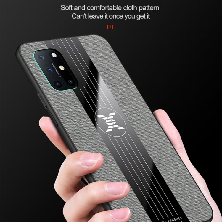 For OnePlus 8T XINLI Stitching Cloth Texture Shockproof TPU Phone Case(Blue)