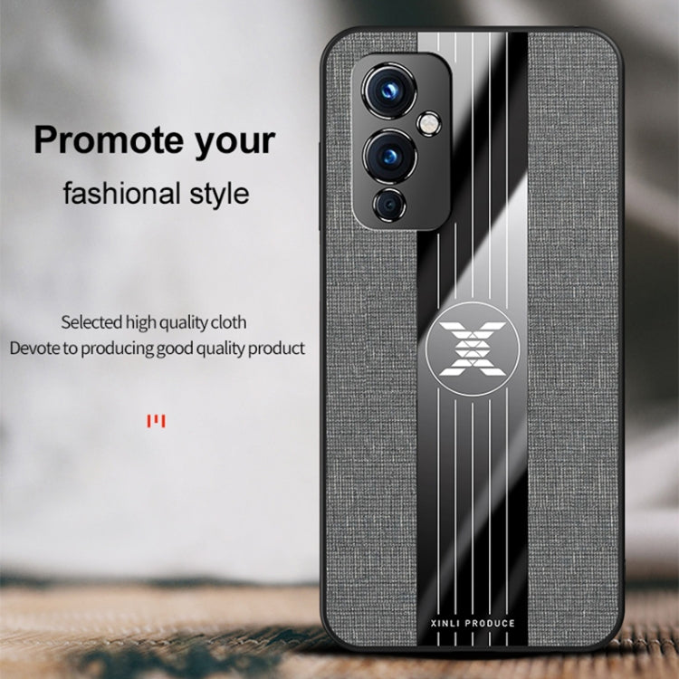For OnePlus 9 XINLI Stitching Cloth Texture Shockproof TPU Phone Case(Brown)