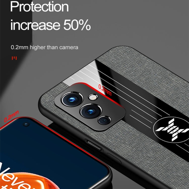 For OnePlus 9 XINLI Stitching Cloth Texture Shockproof TPU Phone Case(Brown)