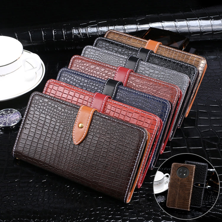 For Cubot Note 9 idewei Crocodile Texture Leather Phone Case(Dark Blue)