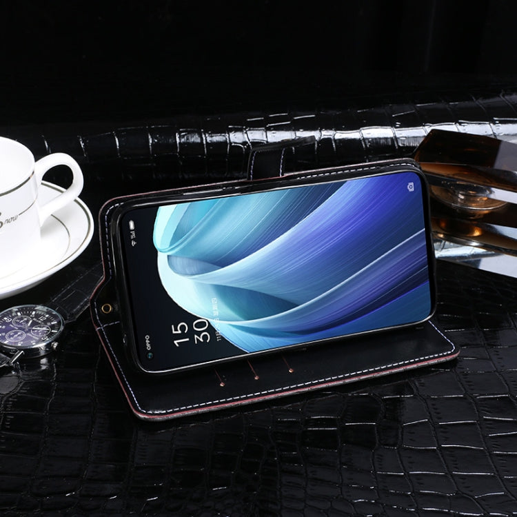 For OPPO Reno7 Pro 5G idewei Crocodile Texture Leather Phone Case(Dark Blue)