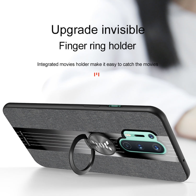 For OnePlus 8 Pro XINLI Stitching Cloth Texture TPU Phone Case with Ring Holder(Brown)