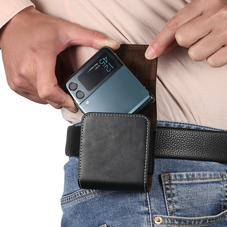 For Samsung Galaxy Z Flip3 5G Lamb Texture Waist Hanging Phone Case(Black)