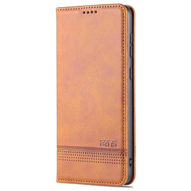 For Samsung Galaxy A53 5G AZNS Magnetic Calf Texture Horizontal Flip Leather Phone Case(Light Brown)