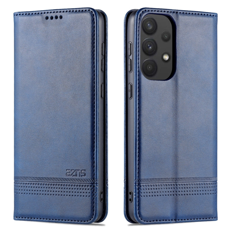 For Samsung Galaxy A53 5G AZNS Magnetic Calf Texture Horizontal Flip Leather Phone Case(Dark Blue)
