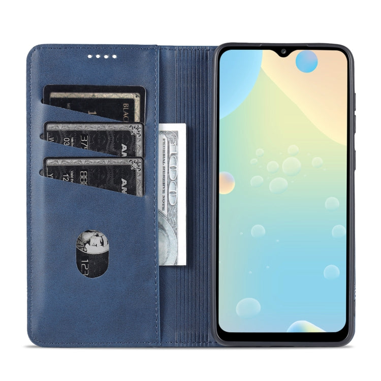 For Samsung Galaxy A53 5G AZNS Magnetic Calf Texture Horizontal Flip Leather Phone Case(Dark Blue)