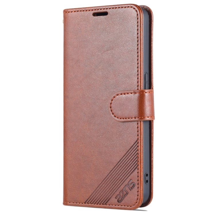 For OPPO Reno7 5G AZNS Sheepskin Texture Flip Leather Phone Case(Brown)