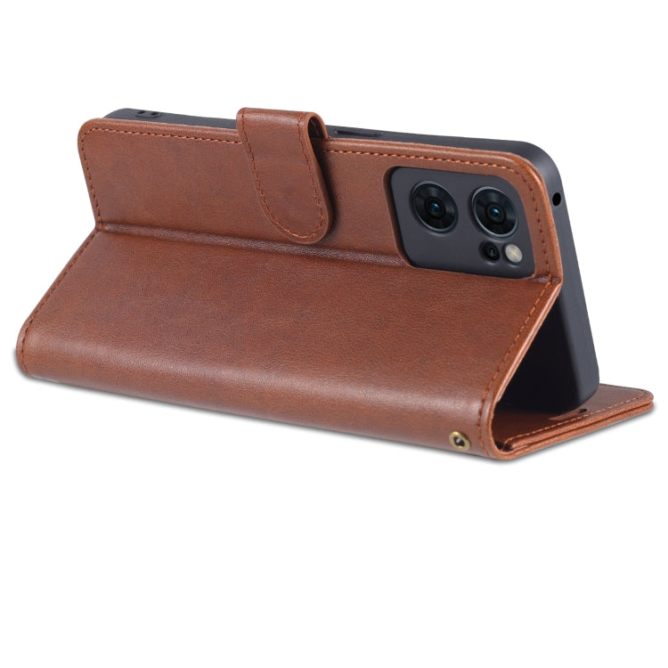 For OPPO Reno7 5G AZNS Sheepskin Texture Flip Leather Phone Case(Brown)