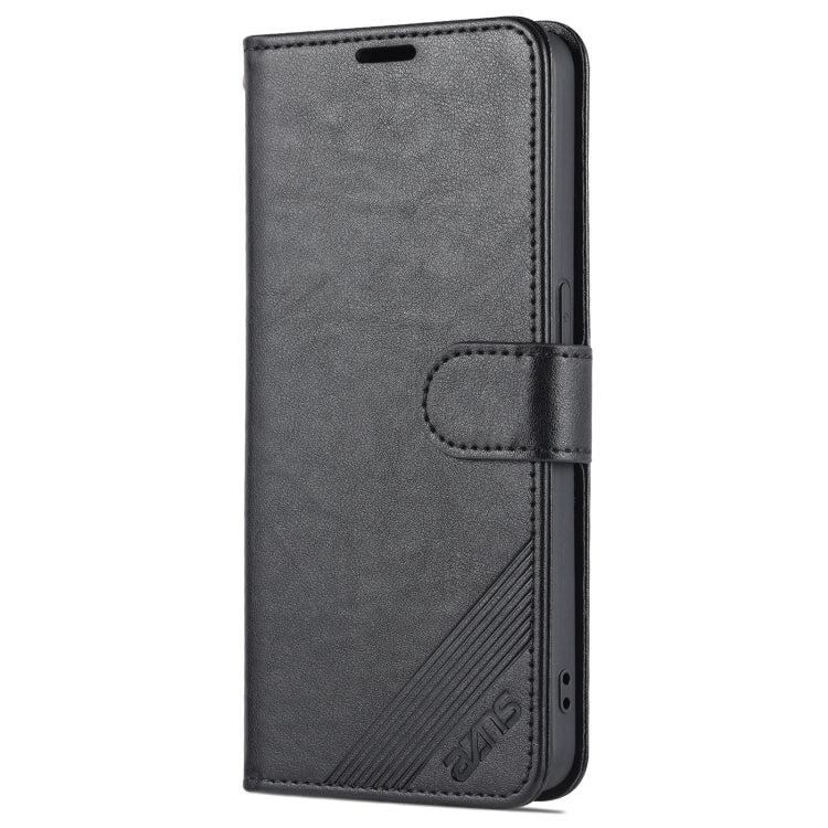 For OPPO Reno7 Pro 5G AZNS Sheepskin Texture Flip Leather Phone Case(Black)