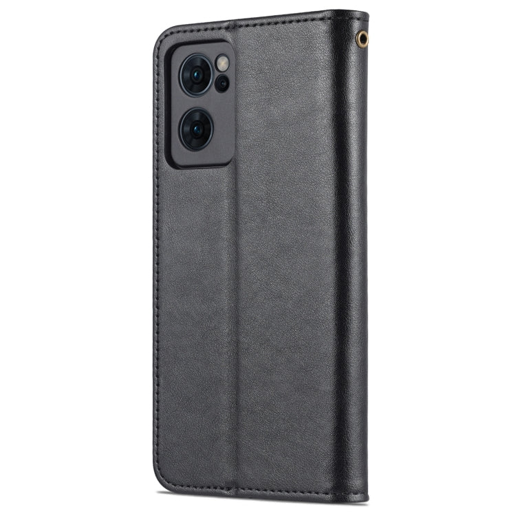 For OPPO Reno7 Pro 5G AZNS Sheepskin Texture Flip Leather Phone Case(Black)