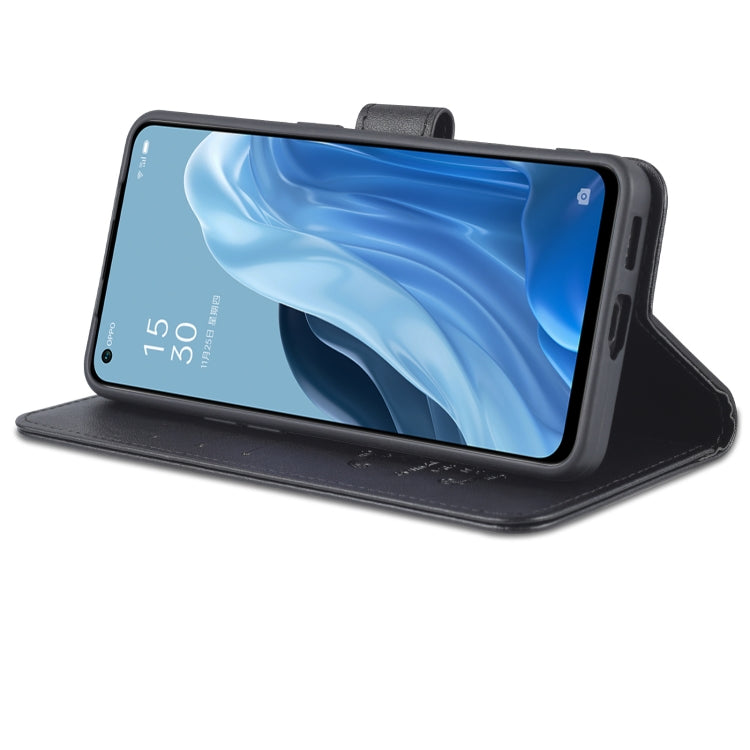 For OPPO Reno7 Pro 5G AZNS Sheepskin Texture Flip Leather Phone Case(Black)