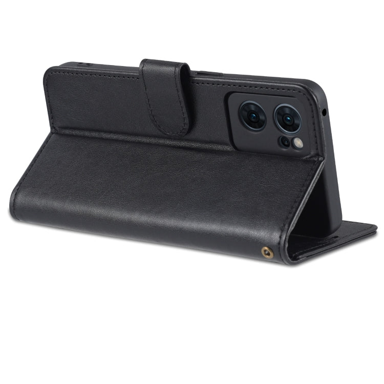 For OPPO Reno7 Pro 5G AZNS Sheepskin Texture Flip Leather Phone Case(Black)