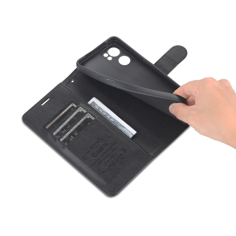 For OPPO Reno7 Pro 5G AZNS Sheepskin Texture Flip Leather Phone Case(Black)
