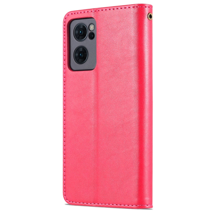 For OPPO Reno7 Pro 5G AZNS Sheepskin Texture Flip Leather Phone Case(Red)