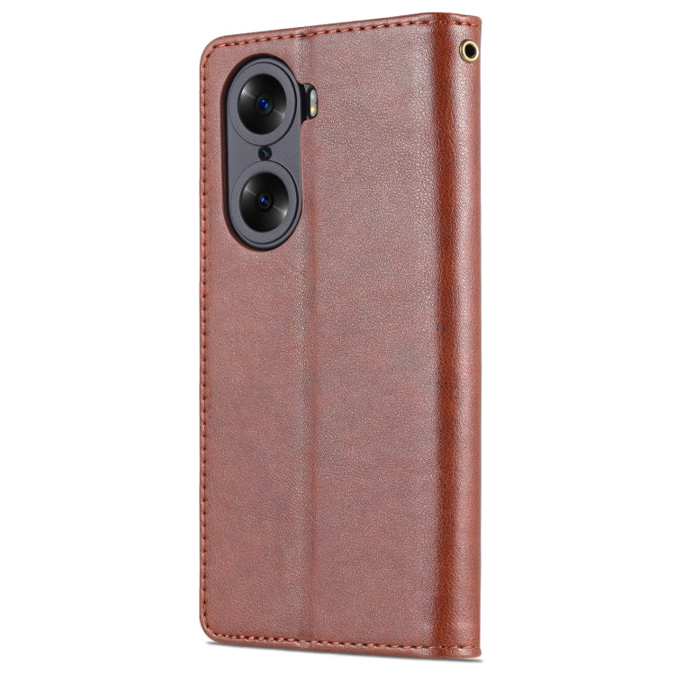 For Honor 60 Pro AZNS Sheepskin Texture Flip Leather Phone Case(Brown)