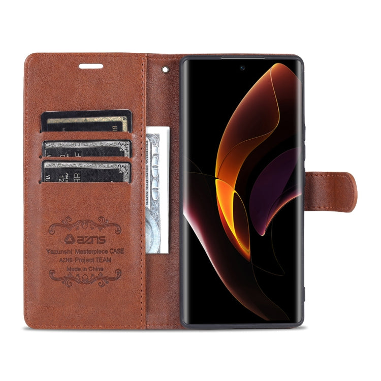 For Honor 60 Pro AZNS Sheepskin Texture Flip Leather Phone Case(Brown)