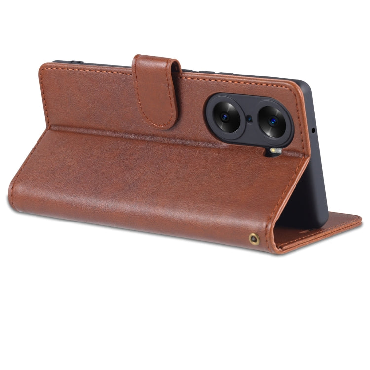 For Honor 60 Pro AZNS Sheepskin Texture Flip Leather Phone Case(Brown)