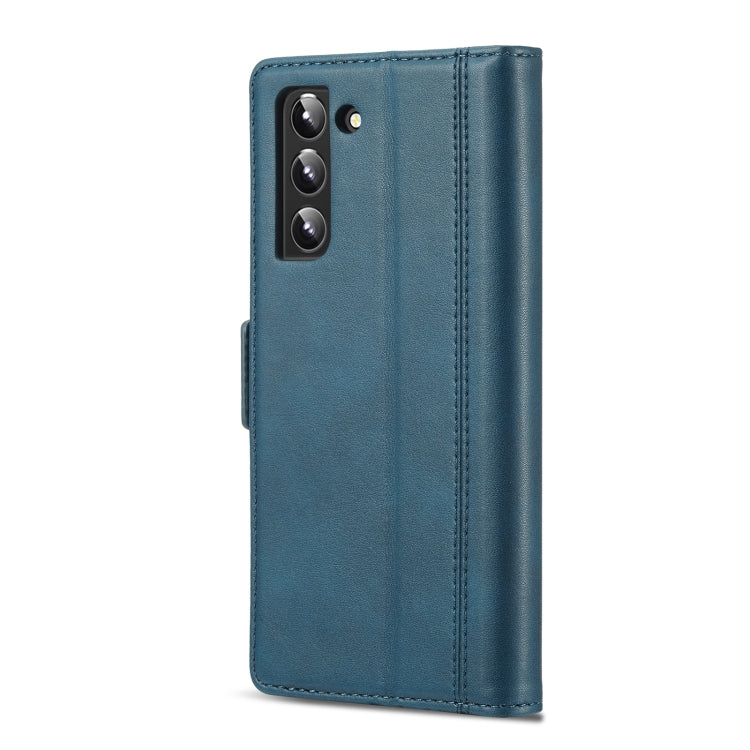 For Samsung Galaxy S22+ 5G LC.IMEEKE PU + TPU Skin-friendly Feeling Leather Phone Case(Blue)