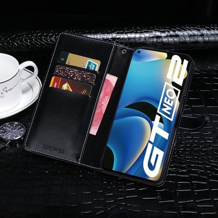 For OPPO Realme GT2 idewei Crocodile Texture Horizontal Flip Phone Leather Phone Case(Dark Blue)