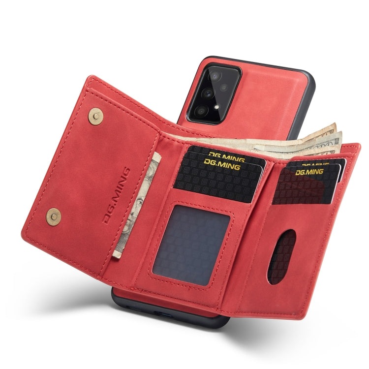 For Samsung Galaxy A53 5G DG.MING M1 Series 3-Fold Multi Card Wallet  Phone Case(Red)