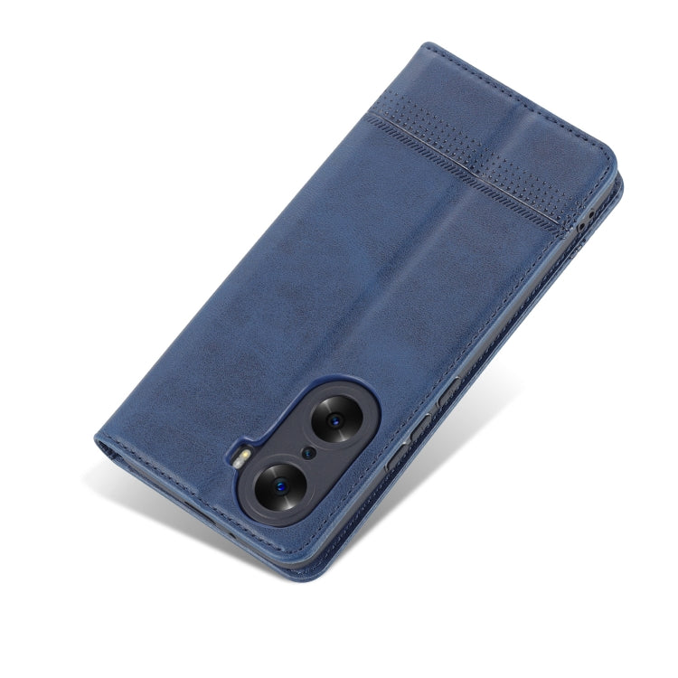 For Honor 60 AZNS Magnetic Calf Texture Horizontal Flip Leather Phone Case(Dark Blue)