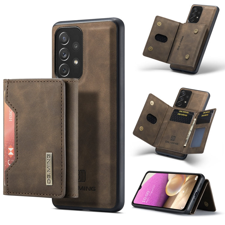 For Samsung Galaxy A33 5G DG.MING M2 Series 3-Fold Multi Card Bag Phone Case(Coffee)
