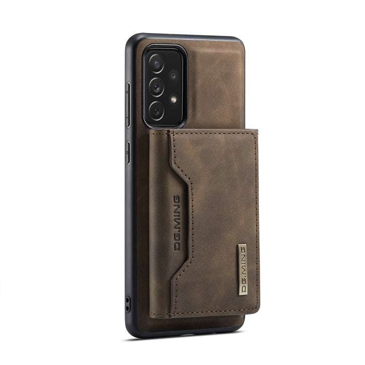 For Samsung Galaxy A33 5G DG.MING M2 Series 3-Fold Multi Card Bag Phone Case(Coffee)