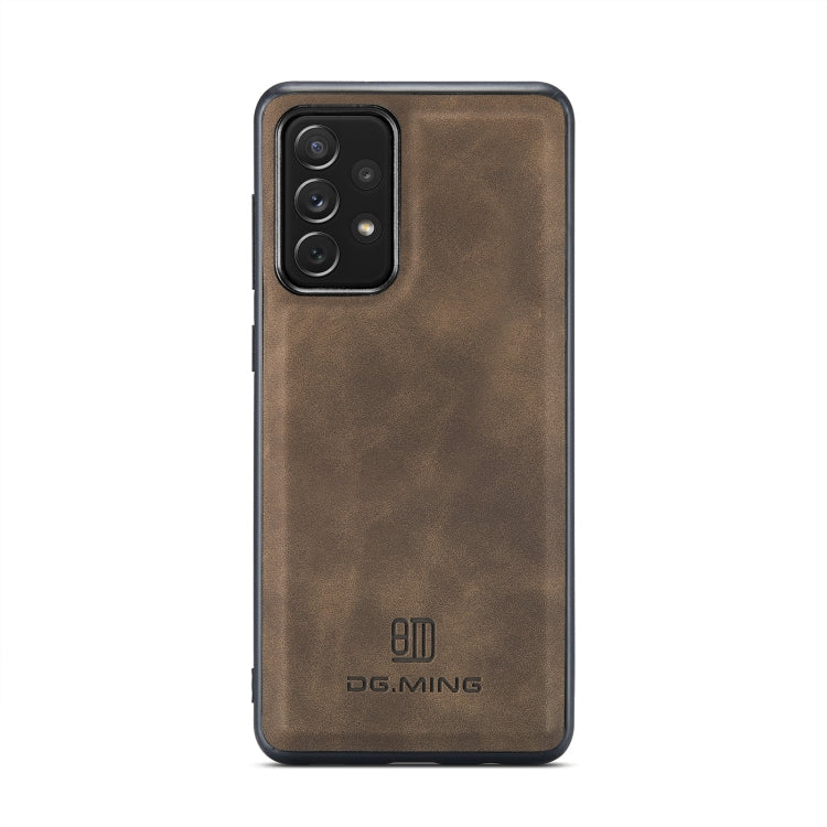 For Samsung Galaxy A33 5G DG.MING M2 Series 3-Fold Multi Card Bag Phone Case(Coffee)