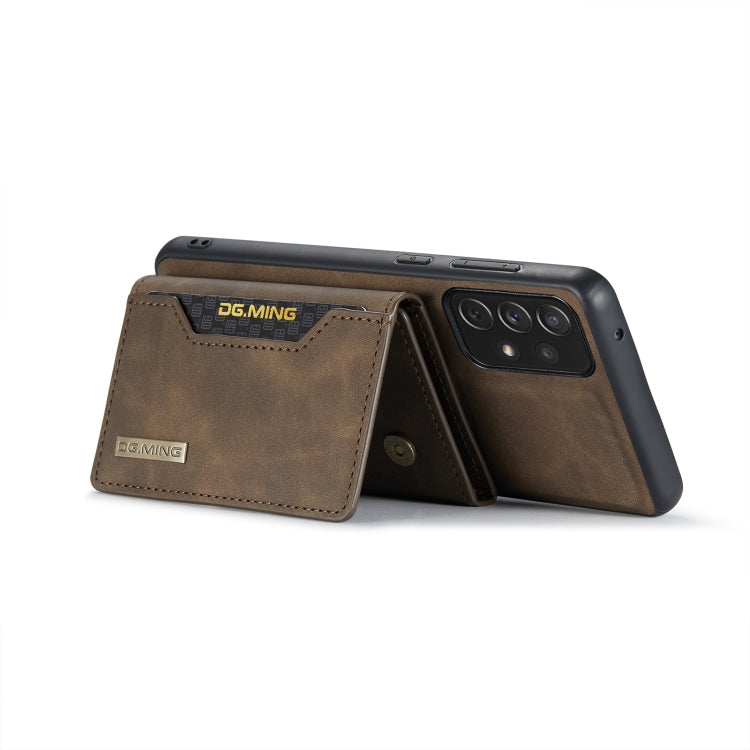 For Samsung Galaxy A33 5G DG.MING M2 Series 3-Fold Multi Card Bag Phone Case(Coffee)