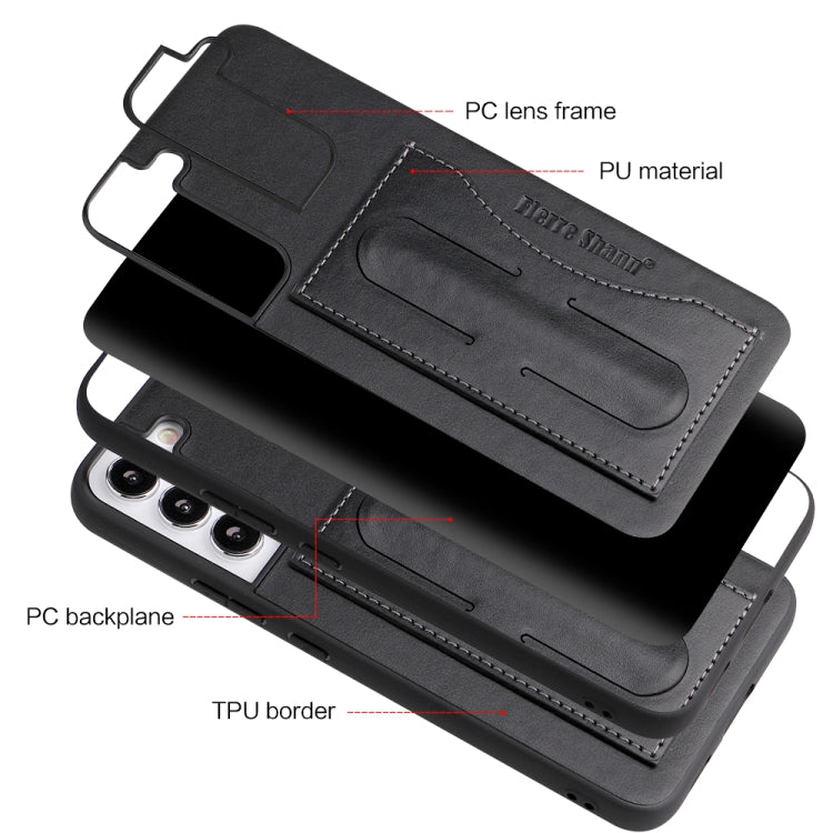 Fierre Shann Full Coverage Leather Phone Case, For Samsung Galaxy S22+ 5G, For Samsung Galaxy S22 Ultra 5G