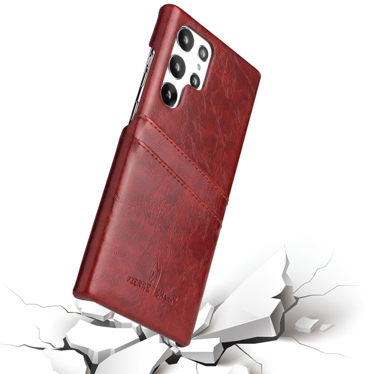Fierre Shann Retro Oil Wax Texture PU Leather Phone Case with Card Slots, For Samsung Galaxy S22 Ultra 5G, For Samsung Galaxy S22+ 5G, For Samsung Galaxy S22 5G