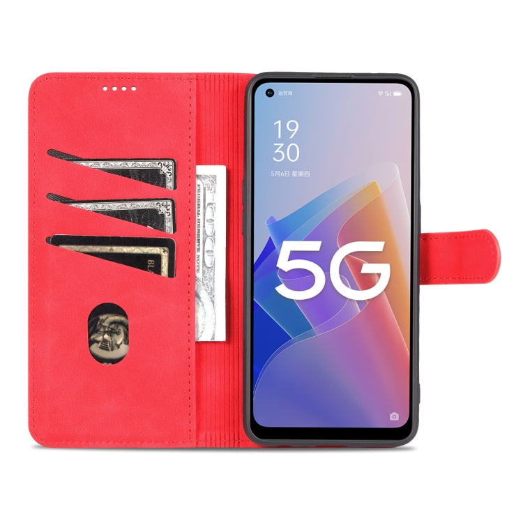 For OPPO A96 5G / Reno7 5G Overseas Version & OnePlus Nord N20 5G AZNS Skin Feel Calf Texture Horizontal Flip Leather Phone Case(Red)
