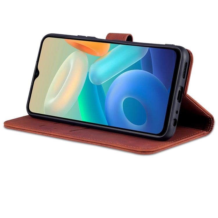 For vivo Y76s 5G / Y74s AZNS Skin Feel Calf Texture Horizontal Flip Leather Phone Case(Brown)