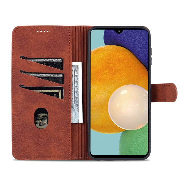 For Samsung Galaxy A13 4G AZNS Skin Feel Calf Texture Horizontal Flip Leather Phone Case(Brown)