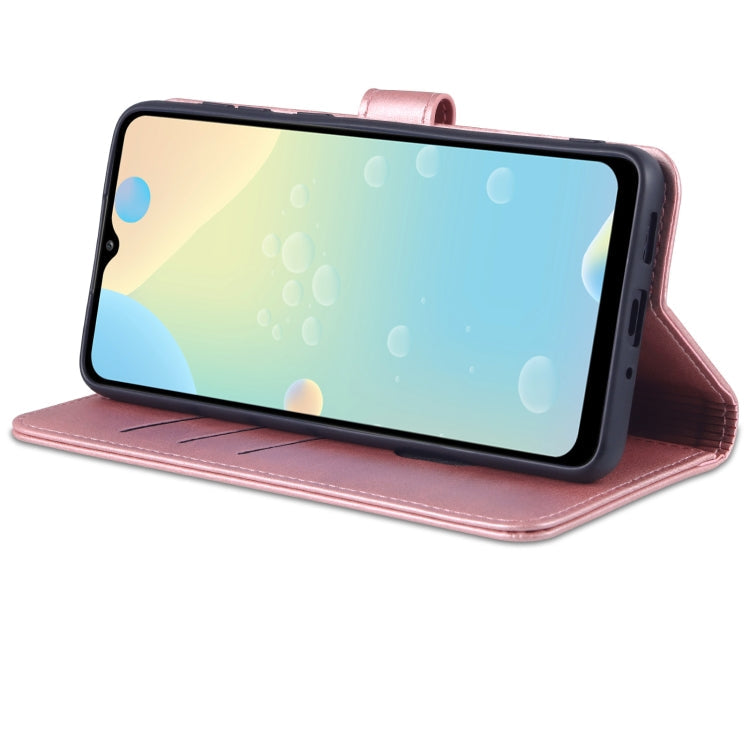 For Samsung Galaxy A33 5G AZNS Skin Feel Calf Texture Horizontal Flip Leather Phone Case(Rose Gold)