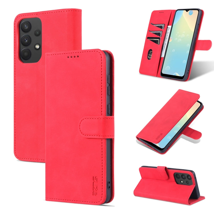 For Samsung Galaxy A33 5G AZNS Skin Feel Calf Texture Horizontal Flip Leather Phone Case(Red)