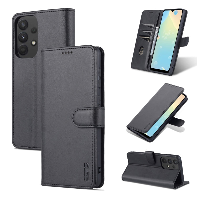 For Samsung Galaxy A33 5G AZNS Skin Feel Calf Texture Horizontal Flip Leather Phone Case(Black)