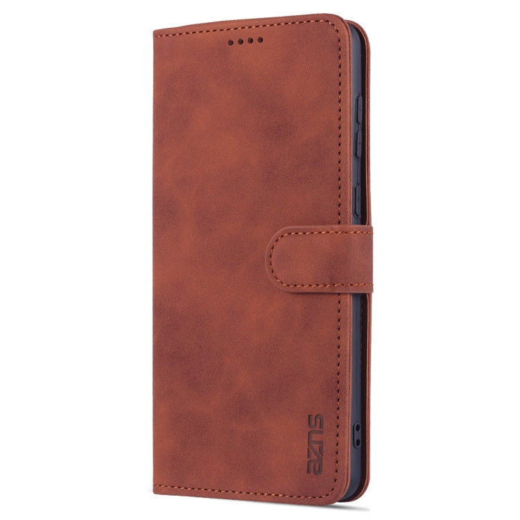 For Samsung Galaxy A73 5G AZNS Skin Feel Calf Texture Horizontal Flip Leather Phone Case(Brown)