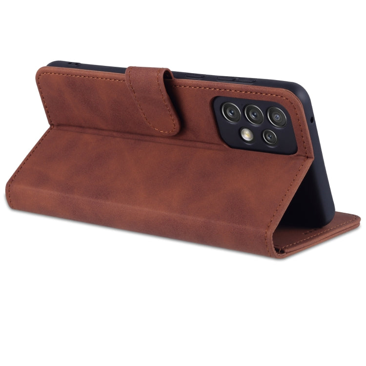 For Samsung Galaxy A73 5G AZNS Skin Feel Calf Texture Horizontal Flip Leather Phone Case(Brown)