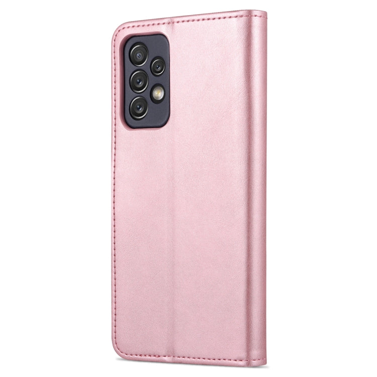 For Samsung Galaxy A73 5G AZNS Skin Feel Calf Texture Horizontal Flip Leather Phone Case(Rose Gold)