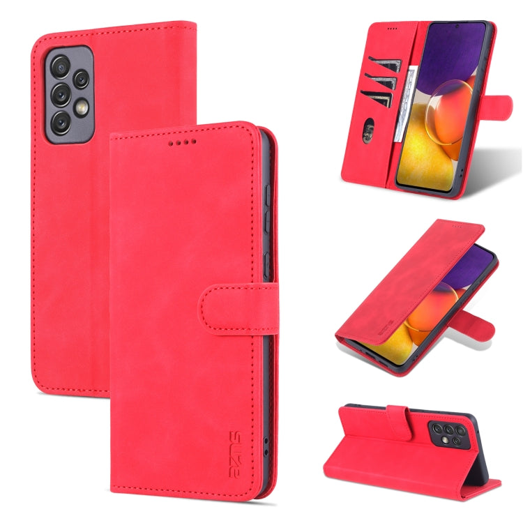 For Samsung Galaxy A73 5G AZNS Skin Feel Calf Texture Horizontal Flip Leather Phone Case(Red)