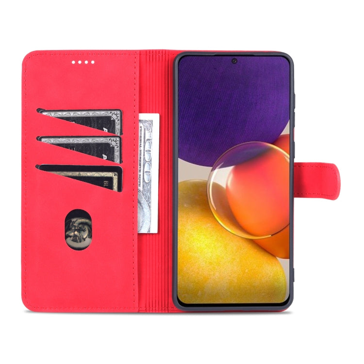 For Samsung Galaxy A73 5G AZNS Skin Feel Calf Texture Horizontal Flip Leather Phone Case(Red)