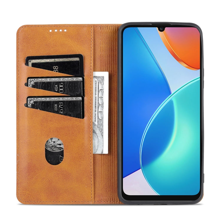 For Honor Play 30 Plus AZNS Magnetic Calf Texture Leather Phone Case(Light Brown)