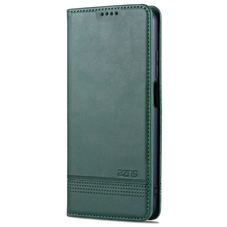 For Redmi Note 11 4G Overseas Version / Note 11S AZNS Magnetic Calf Texture Leather Phone Case(Dark Green)