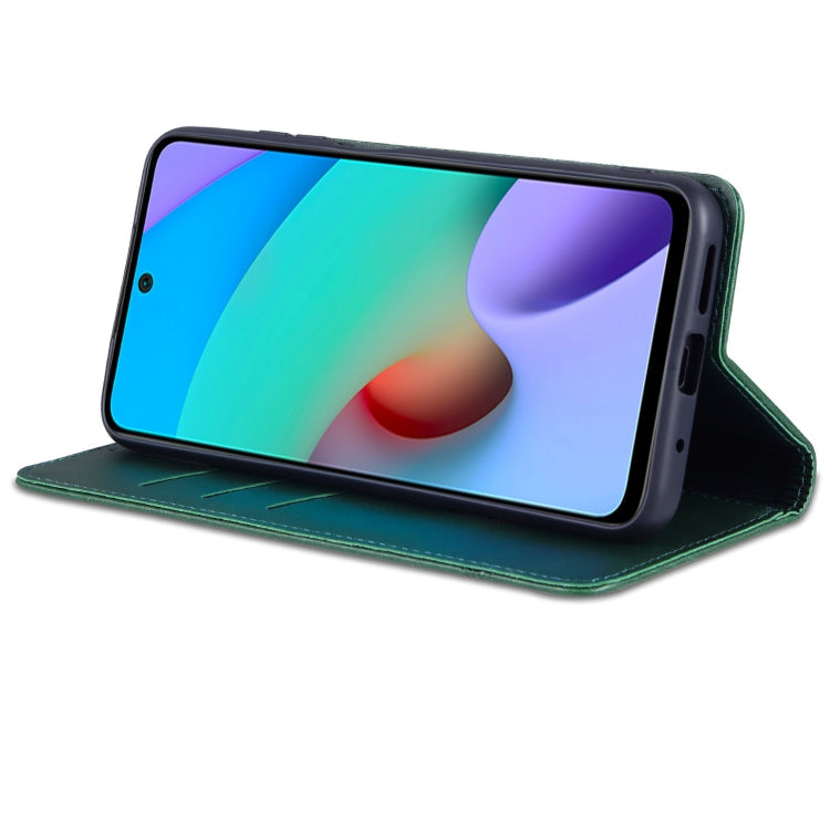 For Redmi Note 11 4G Overseas Version / Note 11S AZNS Magnetic Calf Texture Leather Phone Case(Dark Green)