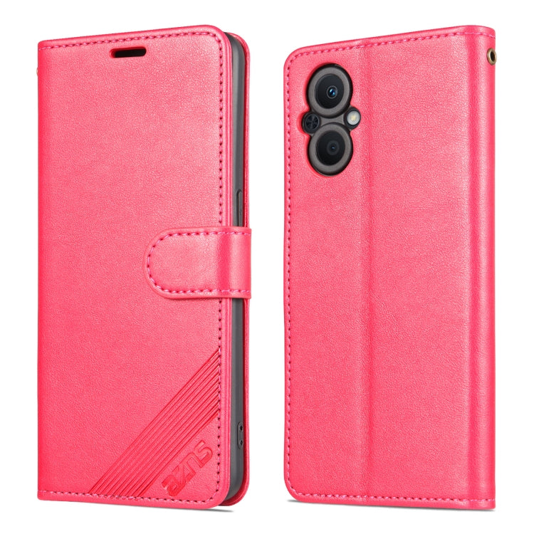 For OPPO A96 5G / Reno7 Z Overseas Version  AZNS Sheepskin Texture Flip Leather Phone Case(Red)