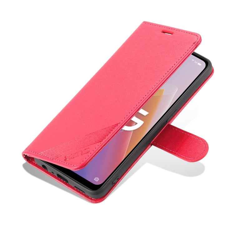 For OPPO A96 5G / Reno7 Z Overseas Version  AZNS Sheepskin Texture Flip Leather Phone Case(Red)