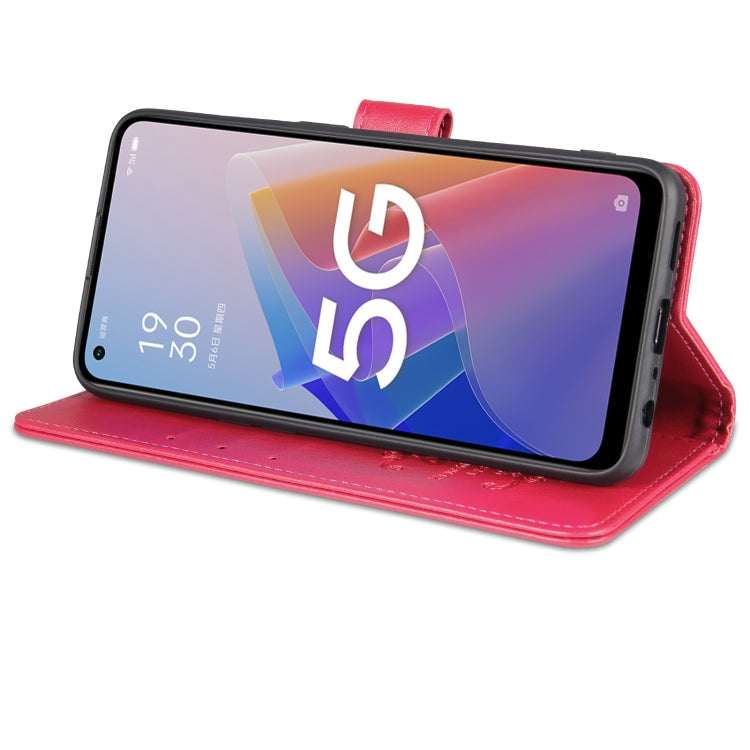 For OPPO A96 5G / Reno7 Z Overseas Version  AZNS Sheepskin Texture Flip Leather Phone Case(Red)
